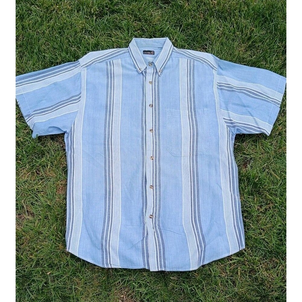 Vintage Thums Up California XL Coastal Striped Button Down Shirt Beach Resort